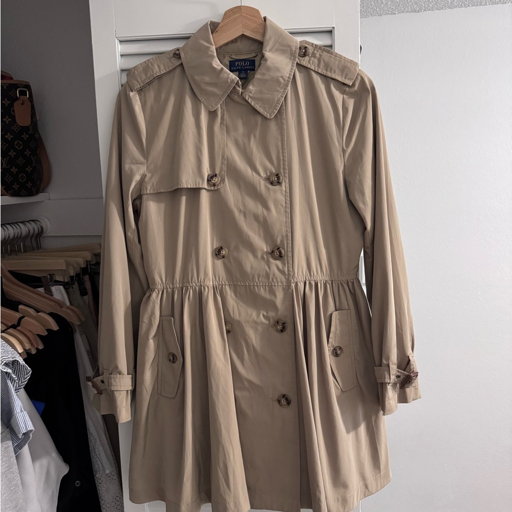 Ralph Lauren Peplum Trench Coat Timeless Elegance | Size 16 | Nwot